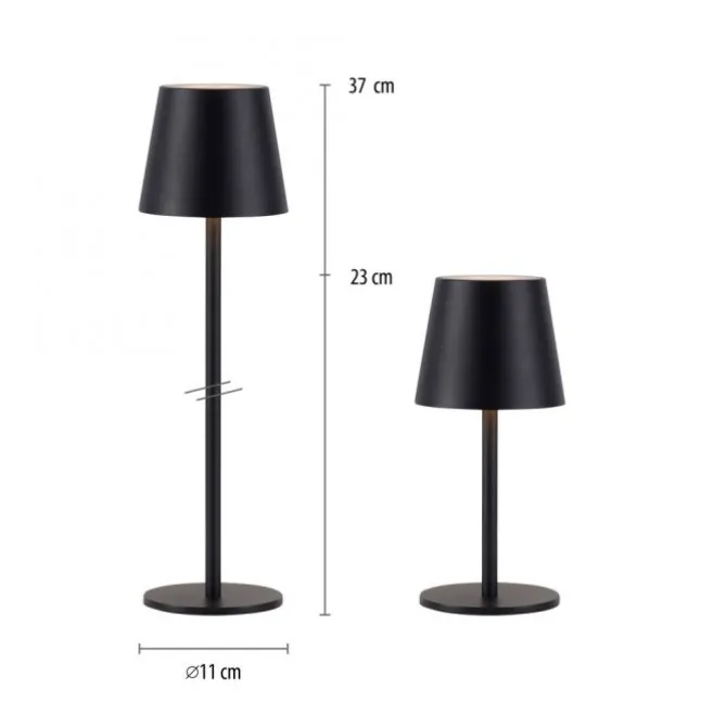 Akku Tischleuchten 4er Set, schwarz Indoor, Outdoor, Camping