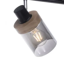 Deckenleuchte, Strahler, Rauchglas, Holz, Robberwood, E27, 4-flammig