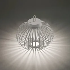 JUST LIGHT Akku Leuchte Gabbia Tisch oder Pendelleuchte, weiß