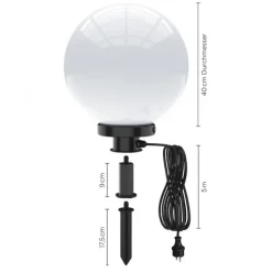 Kugelleuchten, 2er-Set in Ø 40 cm, IP44, Opalweiß, Kunststoff