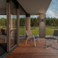 LED-Außenwandleuchte, anthrazit, warmweißes Licht, Schutzart IP54