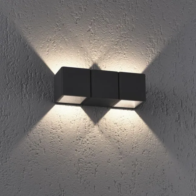 LED-Außenwandleuchte, anthrazit, warmweiß, spritzwassergeschützt, modern