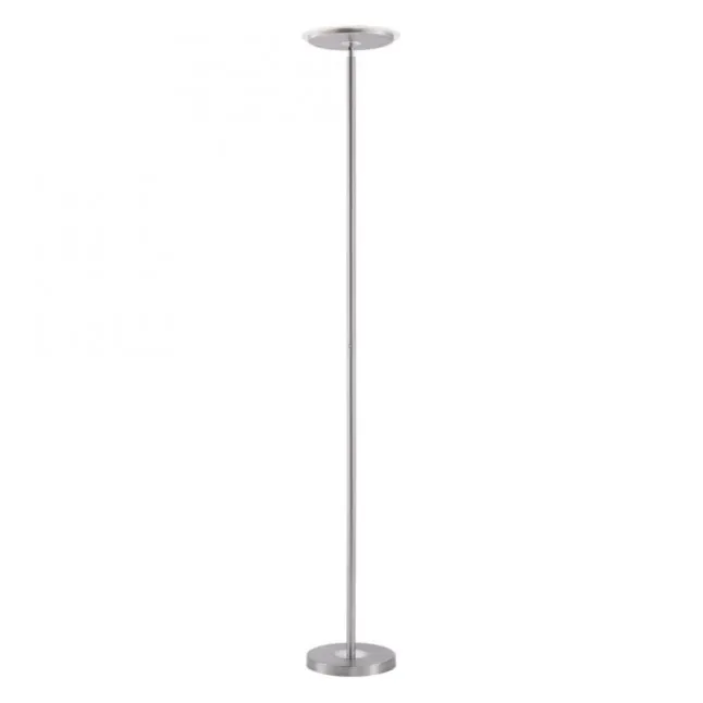 LED-Deckenfluter, stahlfarben, rund, warmweißer Lichtfarbe, Touchdimmer
