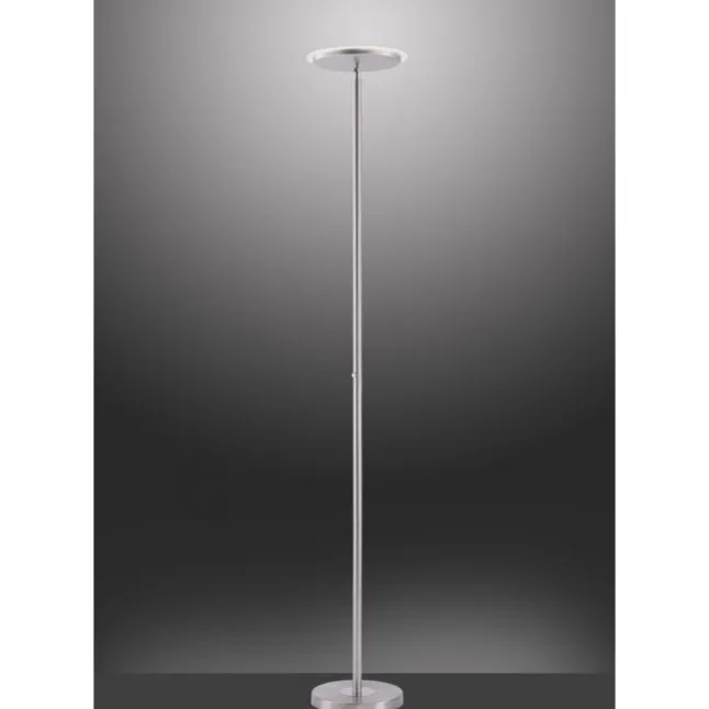 LED-Deckenfluter, stahlfarben, rund, warmweißer Lichtfarbe, Touchdimmer