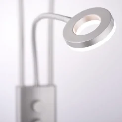 LED-Deckenfluter, stahlfarben, 2-flammig, dimmbar, Drehschalter