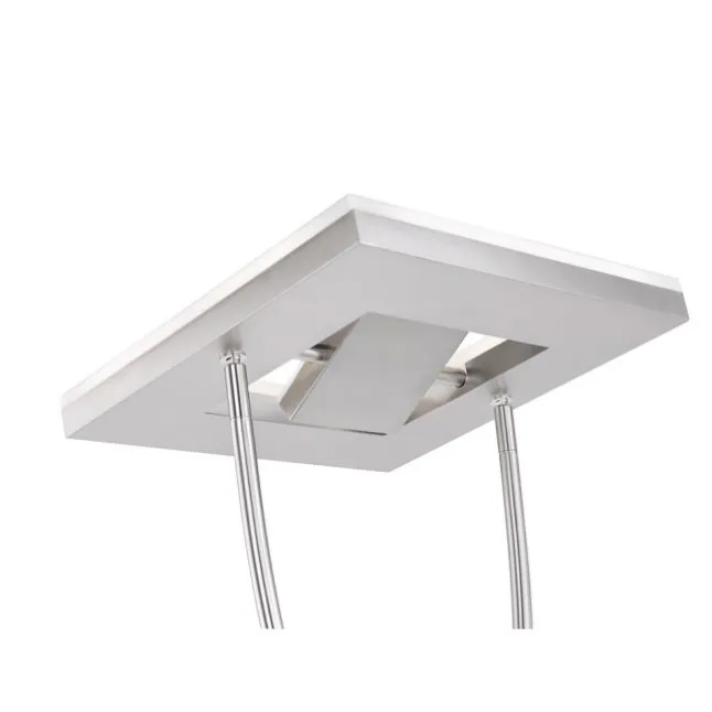 LED-Deckenfluter, stahlfarben, flexible Leseleuchte, warmweißes Licht