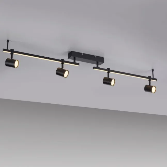LED Deckenlampe 4 flammig mit LED Board schwarz drehbar Memoryfunktion