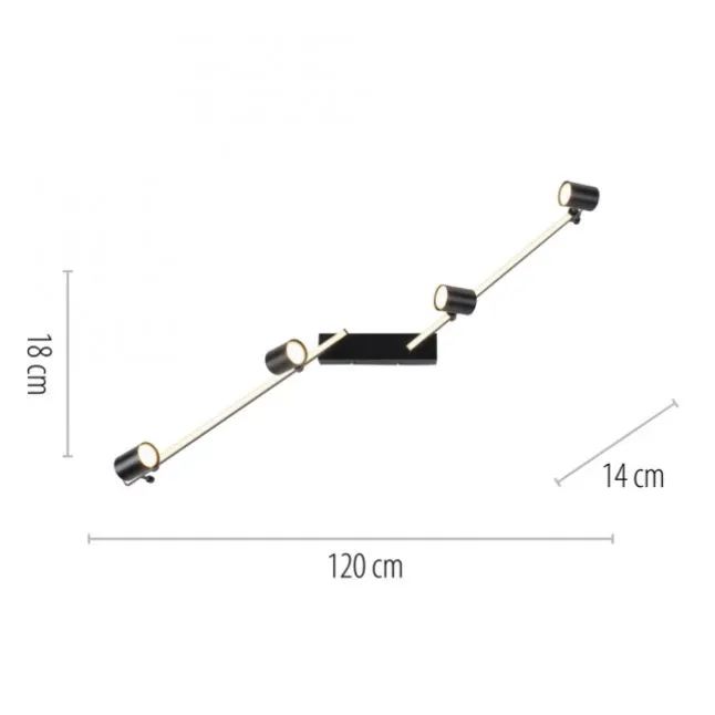 LED Deckenlampe 4 flammig mit LED Board schwarz drehbar Memoryfunktion