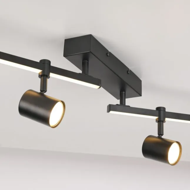 LED Deckenlampe 4 flammig mit LED Board schwarz drehbar Memoryfunktion