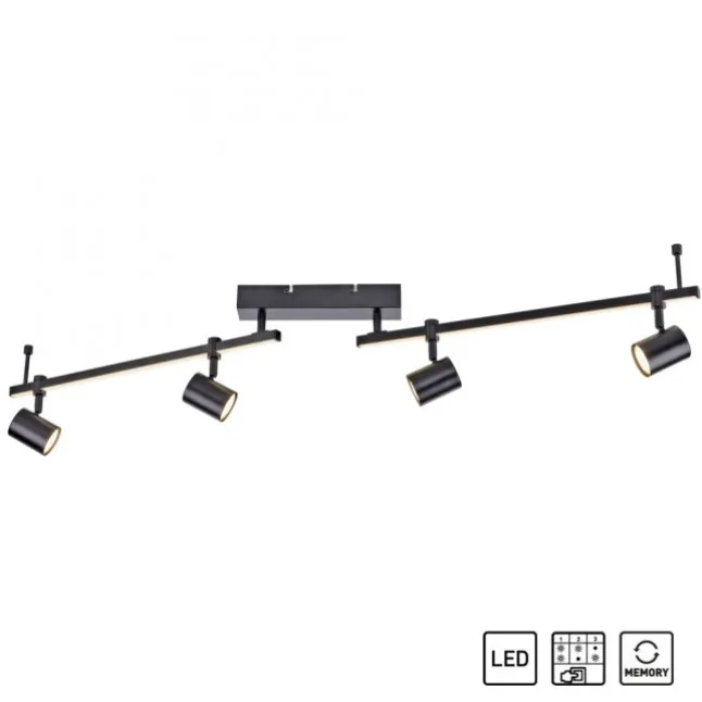 LED Deckenlampe 4 flammig mit LED Board schwarz drehbar Memoryfunktion