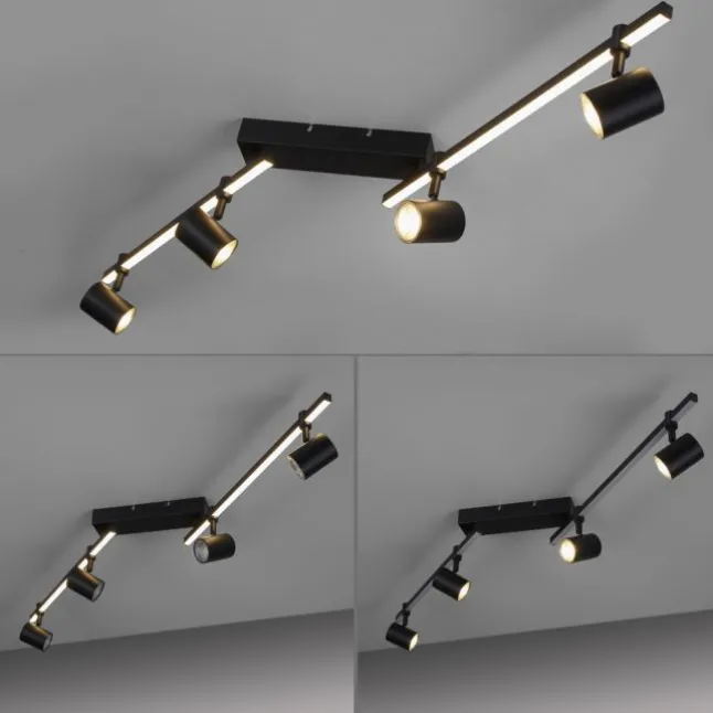 LED Deckenlampe 4 flammig mit LED Board schwarz drehbar Memoryfunktion