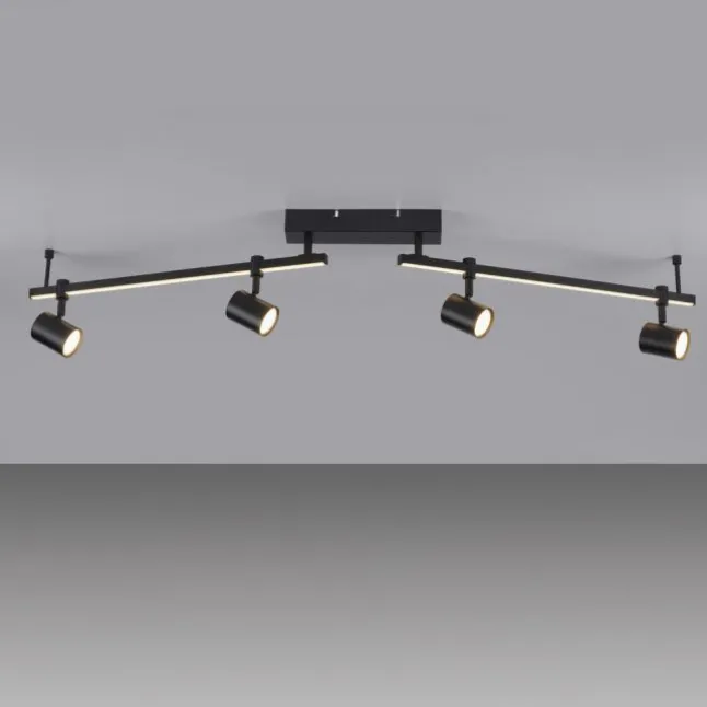 LED Deckenlampe 4 flammig mit LED Board schwarz drehbar Memoryfunktion