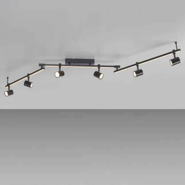 LED Deckenlampe 6 flammig mit LED Board schwarz drehbar Memoryfunktion