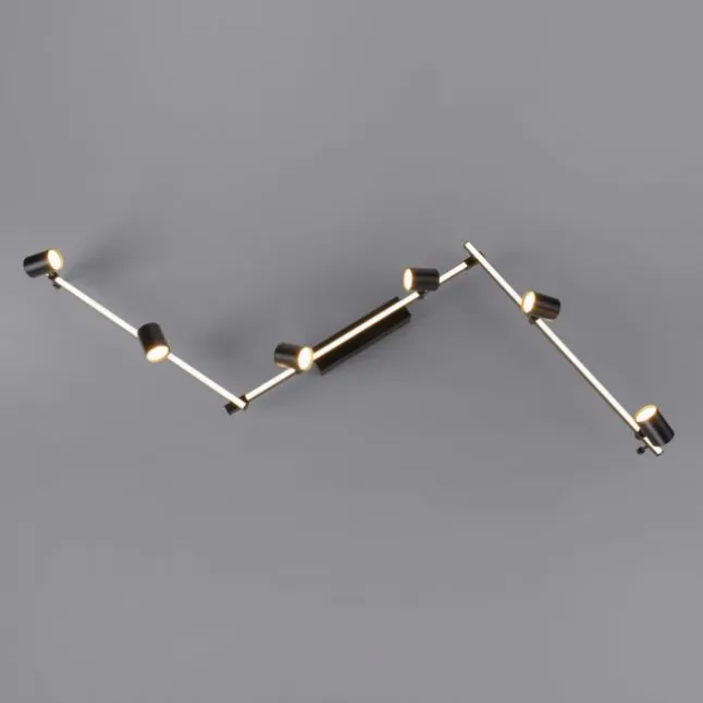 LED Deckenlampe 6 flammig mit LED Board schwarz drehbar Memoryfunktion