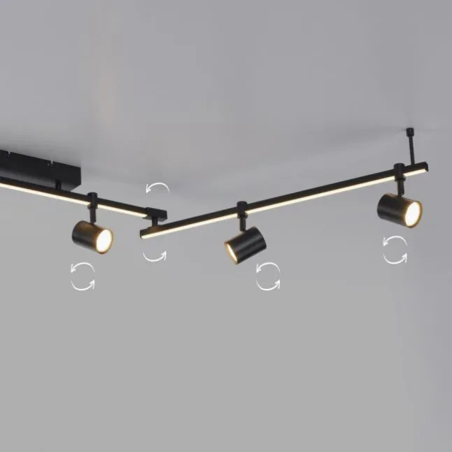 LED Deckenlampe 6 flammig mit LED Board schwarz drehbar Memoryfunktion