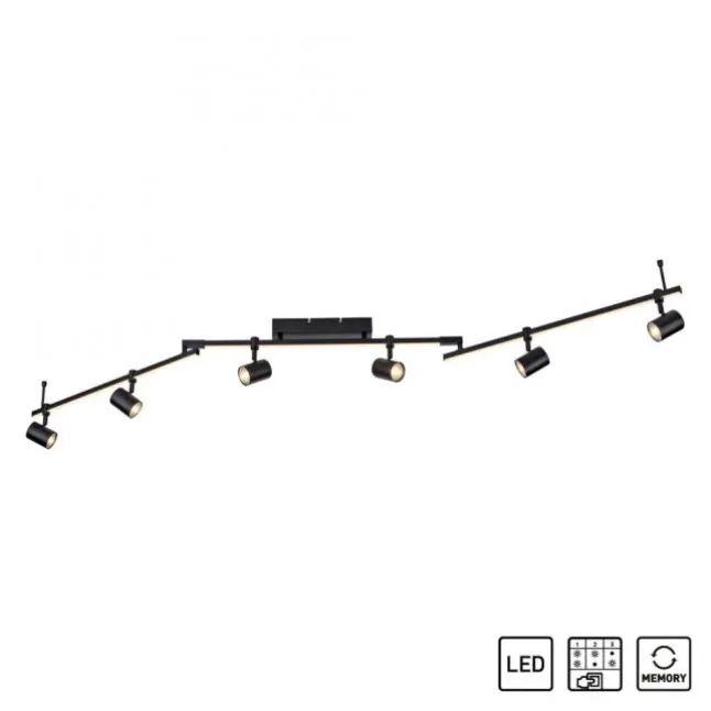 LED Deckenlampe 6 flammig mit LED Board schwarz drehbar Memoryfunktion