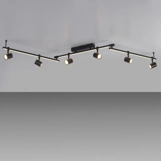 LED Deckenlampe 6 flammig mit LED Board schwarz drehbar Memoryfunktion