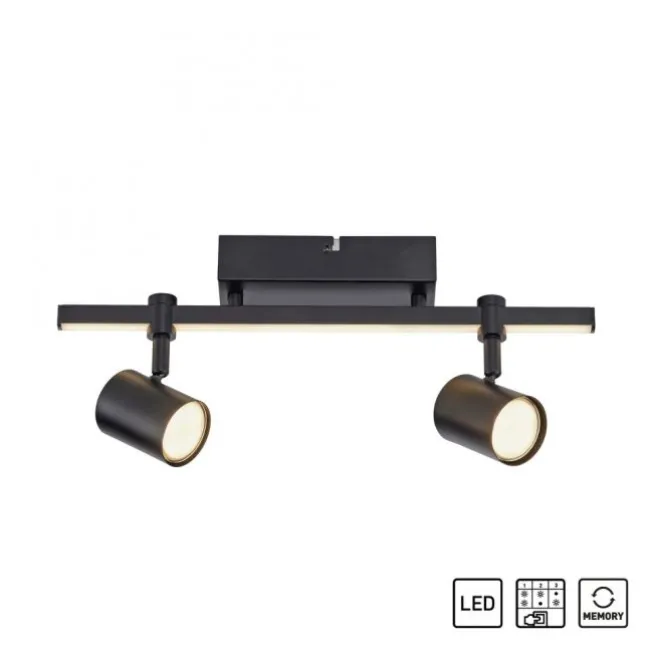 LED Deckenlampe 2 flammig mit LED Board schwarz drehbar Memoryfunktion