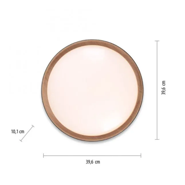 LED Deckenlampe Holzoptik matt schwarz rund dimmbar Wandschalter