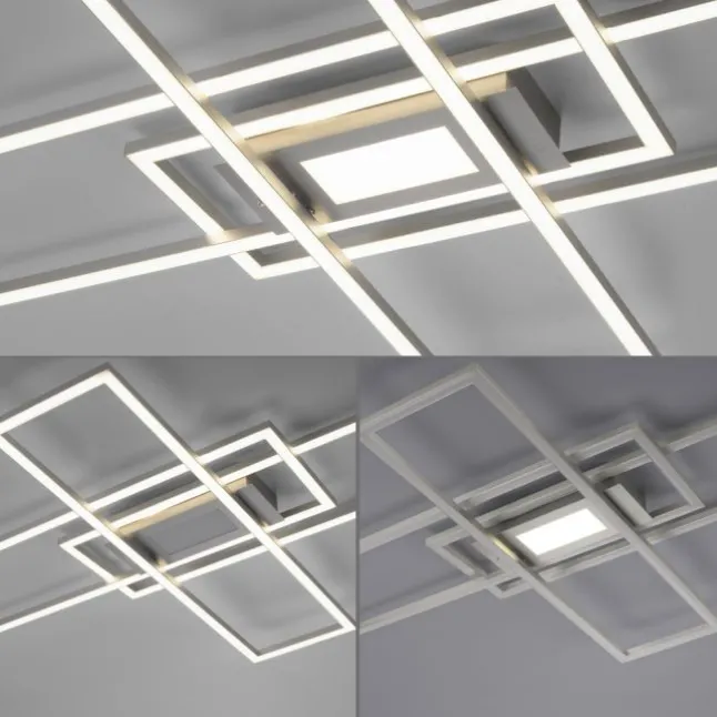 LED Deckenlampe silberfarbig 99x29cm rechteckig dimmbar Downlight+Sidelight