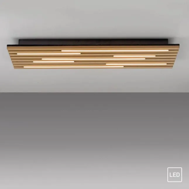 LED Deckenleuchte AKUSTIK, Holz-natur, Panel, rechteckig