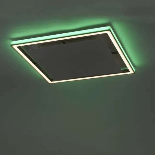 LED-Deckenleuchte, alufarben, Fernbedienung, RGB, CCT, Memory