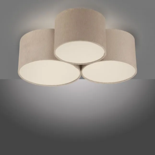 LED Deckenleuchte beige Cord Lampenschirm Schlafzimmer