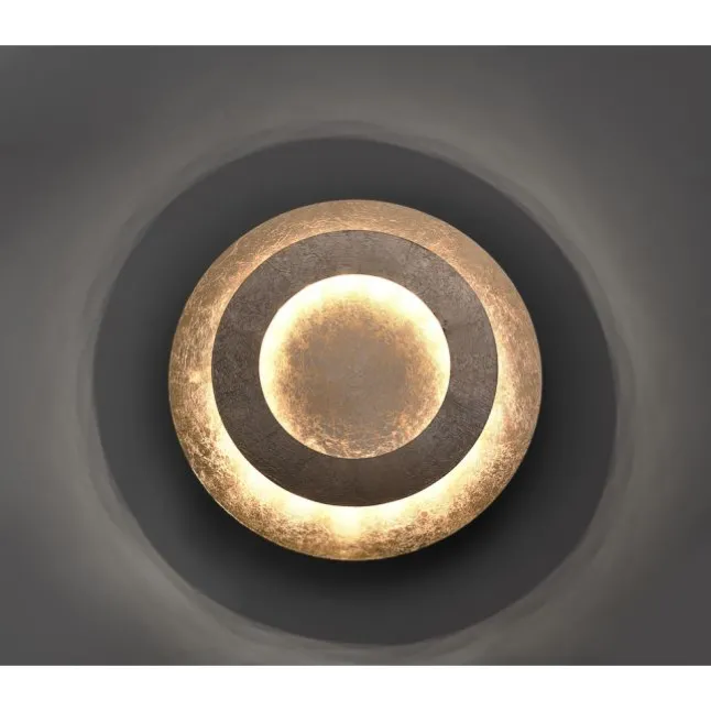 LED-Deckenleuchte, Blattgoldoptik,Ø40cm, rund, warmweißes Licht