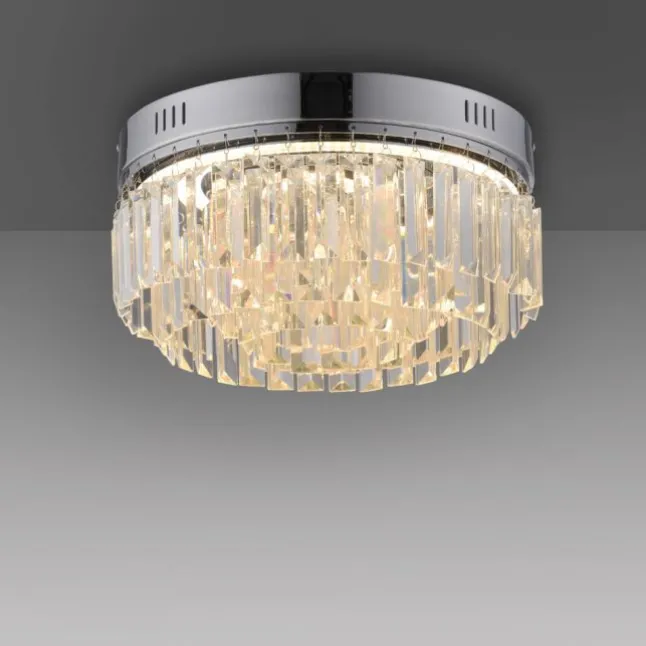 LED Deckenleuchte chrom Kristallanhänger dimmbar Memoryfunktion