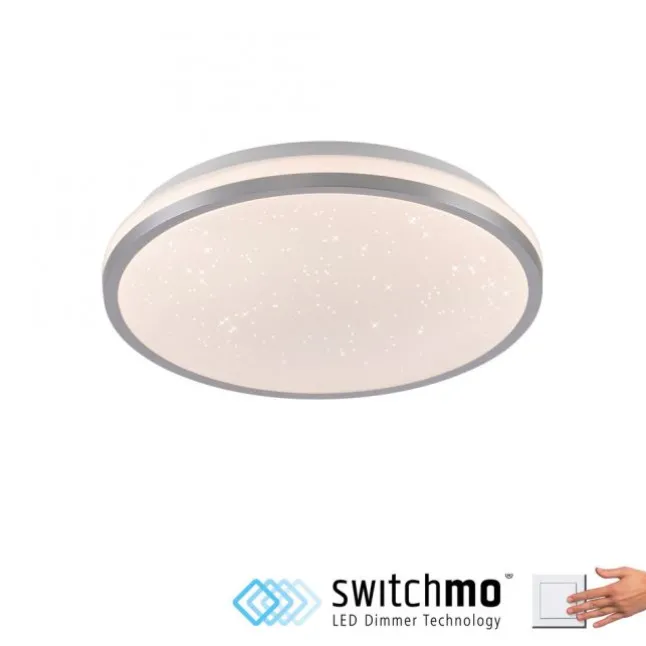 LED Deckenleuchte D=28cm silber Sternenhimmeloptik dimmbar