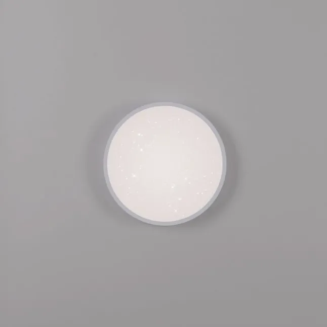 LED Deckenleuchte D=28cm silber Sternenhimmeloptik dimmbar