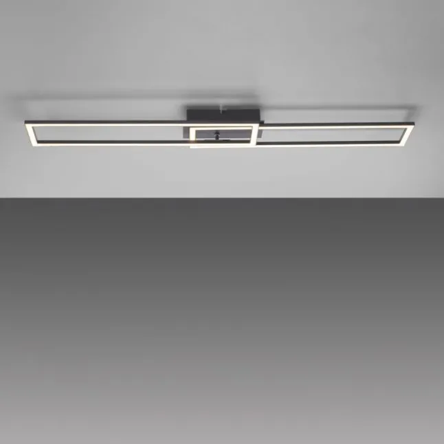 LED Deckenleuchte flach längliche Rahmen schwarz warmweiß 3 Stufen Dimmung