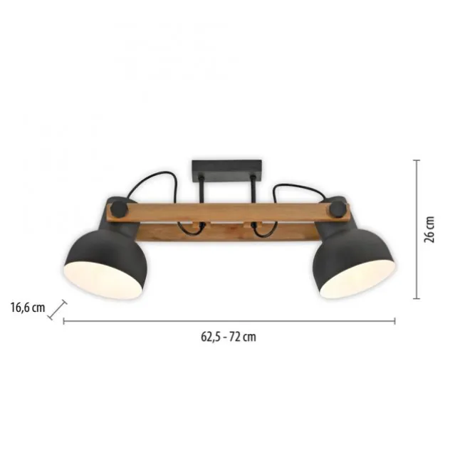 LED Deckenleuchte 2 flammig Akazienholz höhenverstellbar Industrial