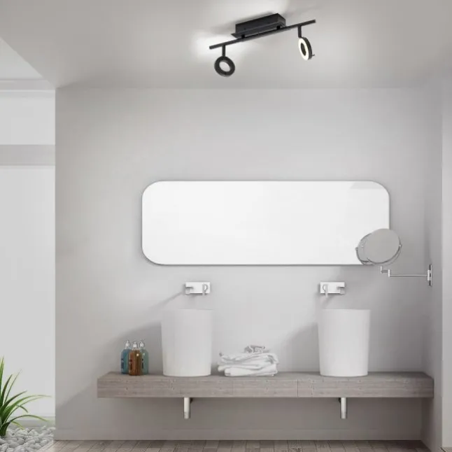LED Deckenleuchte 2 flammig anthrazitfarbig drehbar IP44 warmweiß