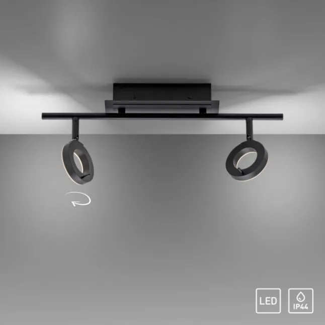 LED Deckenleuchte 2 flammig anthrazitfarbig drehbar IP44 warmweiß