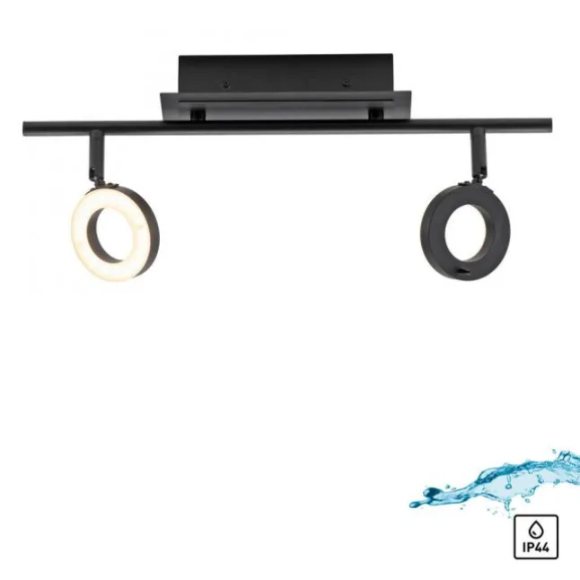 LED Deckenleuchte 2 flammig anthrazitfarbig drehbar IP44 warmweiß