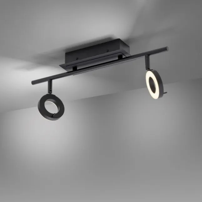LED Deckenleuchte 2 flammig anthrazitfarbig drehbar IP44 warmweiß