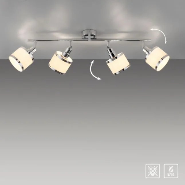 LED Deckenleuchte 4 flammig chrom glänzend drehbar Innenlampe