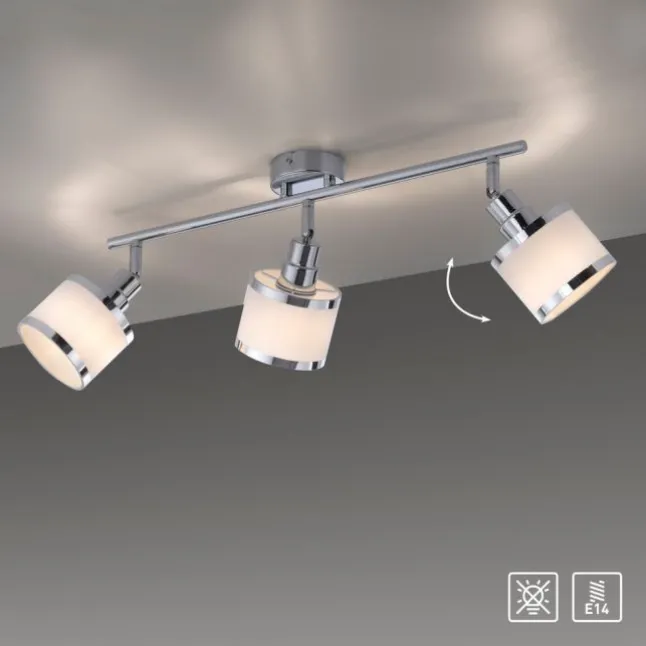 LED Deckenleuchte 3 flammig chrom glänzend drehbar Wohnlampe