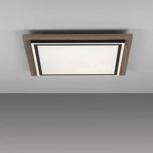 LED-Deckenleuchte, Holzoptik, dimmbar, Fernbedienung, CCT