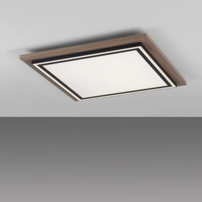 LED-Deckenleuchte, Holzoptik, dimmbar, Fernbedienung, CCT