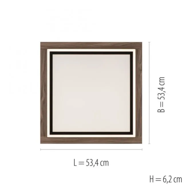 LED-Deckenleuchte, Holzoptik, dimmbar, Fernbedienung, CCT