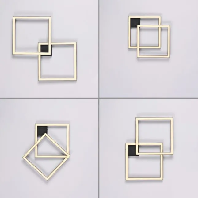 LED Deckenleuchte IVEN, schwarz, 2 Quadrate, flach, warmweiß modern