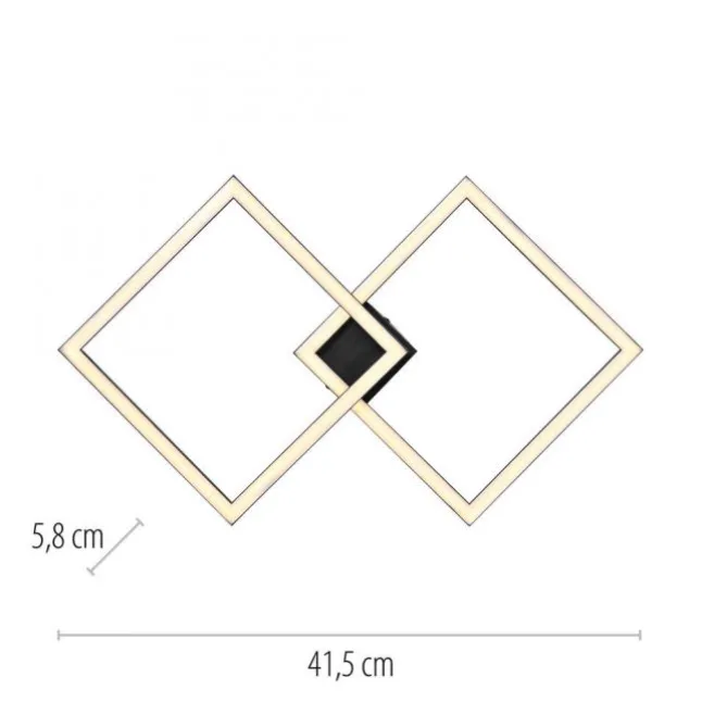 LED Deckenleuchte IVEN, schwarz, 2 Quadrate, flach, warmweiß modern