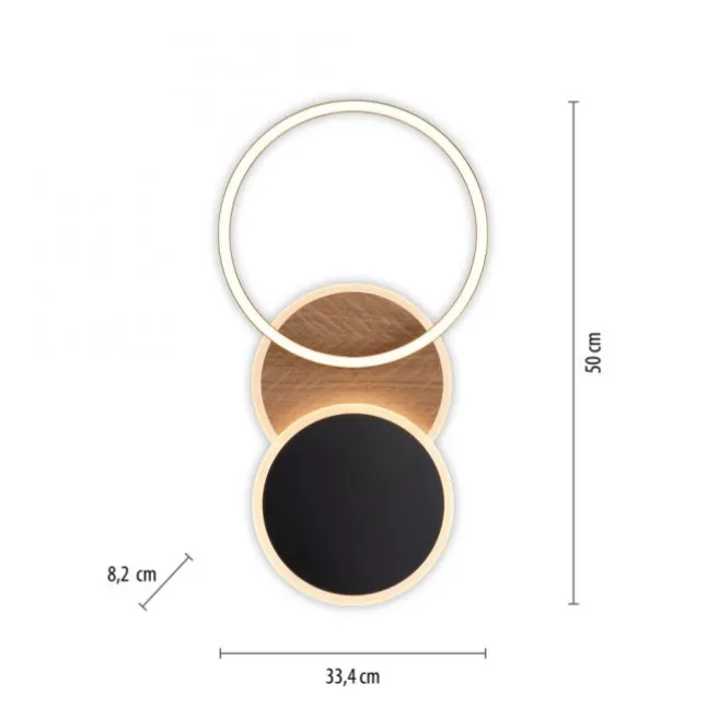 LED Deckenleuchte rund schwarz mit Holzdekor schwenkbar modern