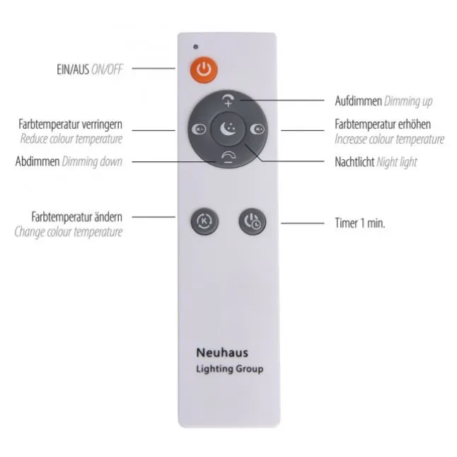 LED Deckenleuchte, rund, stahlfarben, CCT, dimmbar, Ø 48cm, Fernbedienung