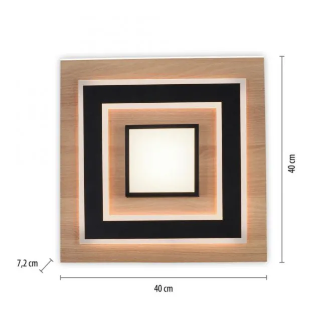 LED Deckenleuchte schwarz Holzoptik mit Metall getrennt schaltbar