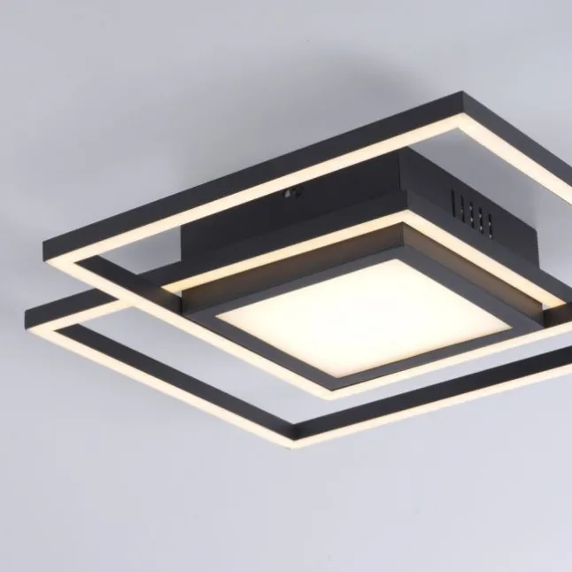 LED Deckenleuchte schwarz quadratisch modern steuerbar Innenlampe