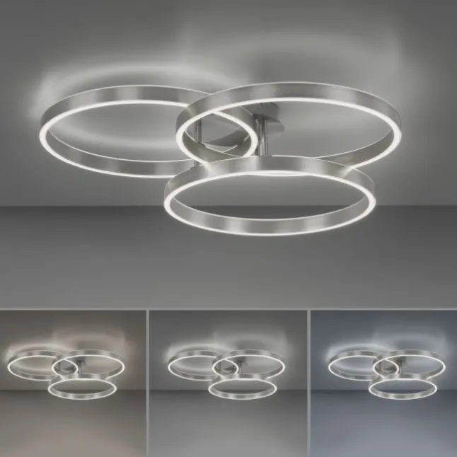 LED Deckenleuchte silberfarbig rund dimmbar CCT Memoryfunktion