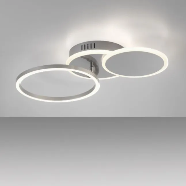 LED Deckenleuchte silber rund schlicht warmweiß Licht